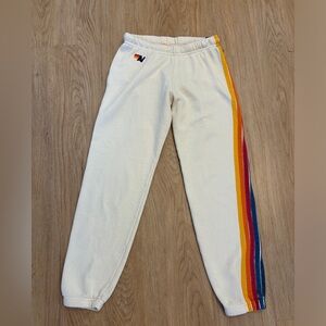 Aviator Nation Sweatpants XS 5 Strip Vintage White